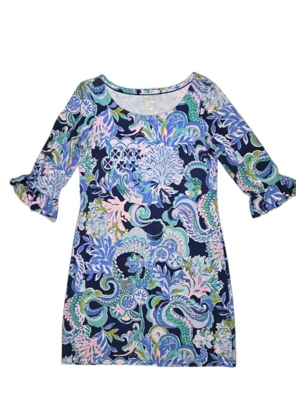 Lilly Pulitzer Sophie Ruffle Dress Womens Size S Sirens & Spirits Print Luxury